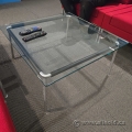 Clear Glass Square Coffee Table w/ Chrome Legs 32" x 32"